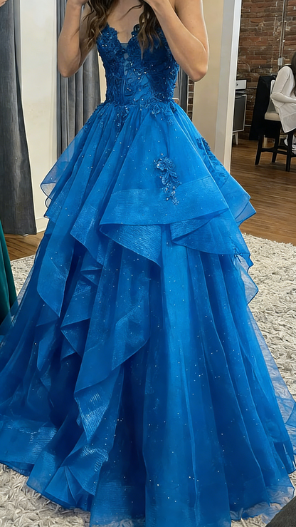 Chic Ball Gown Spaghetti Straps Burgundy Tulle Lace Long Prom Dress Evening Formal Gowns AB463