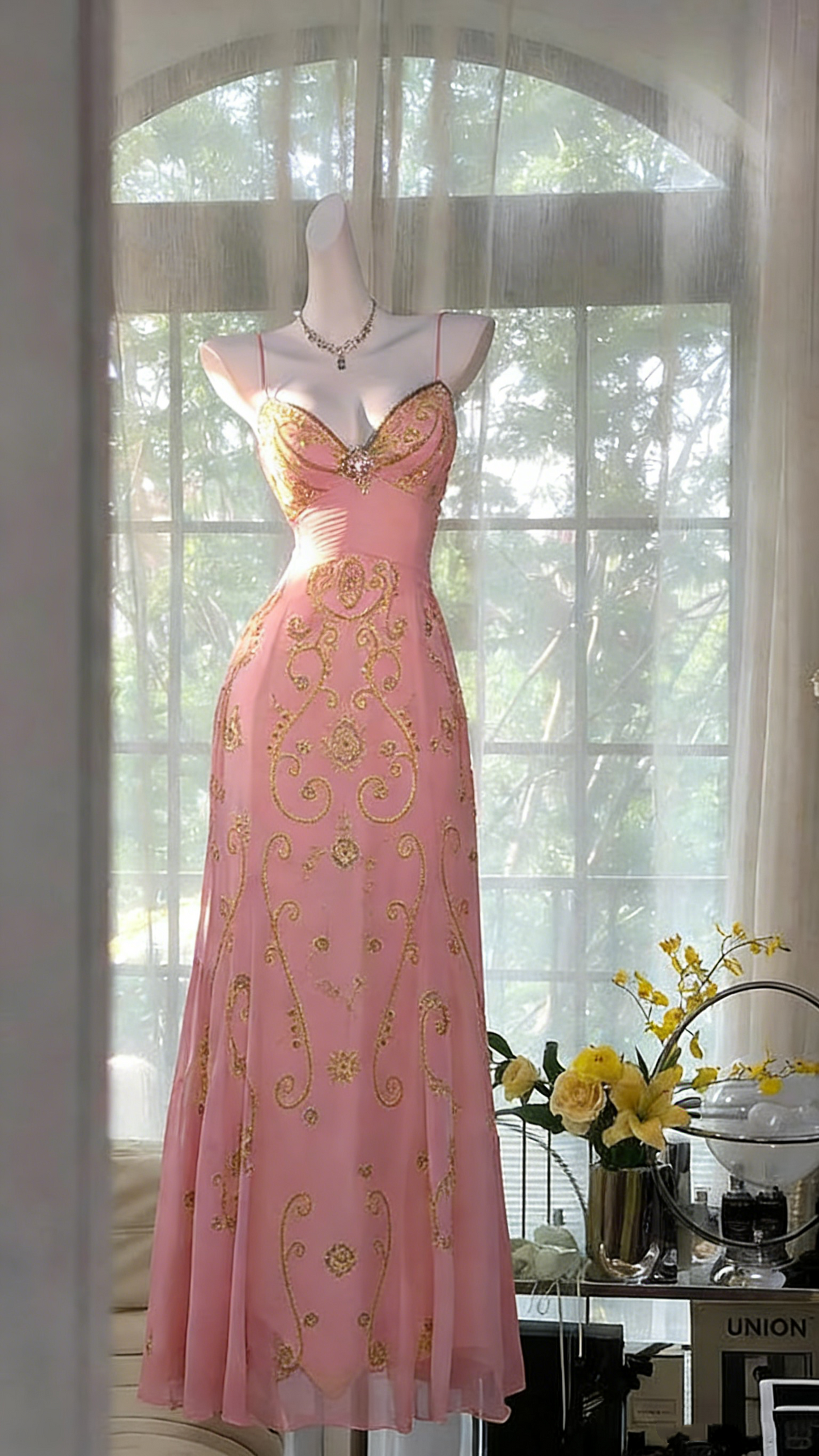 Unique Yellow Prom Dresses Long Beaded Open Back Prom Outfit Vestidos De Dia AB517