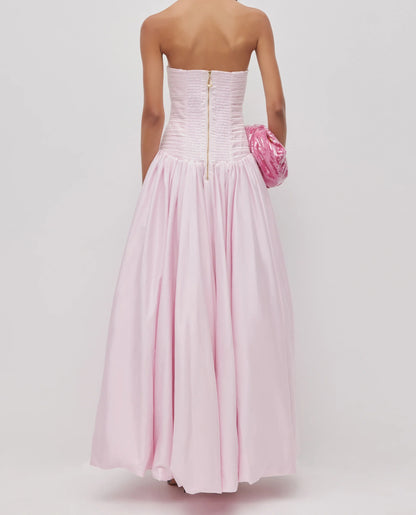 Classy Strapless Pink Split Prom Dresses A-line Party Formal Dress Formal Gowns AB528