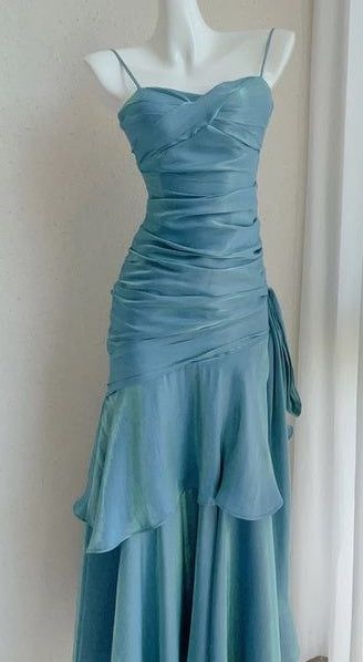 Elegant Mermaid Spaghetti Straps Burgundy Chiffon Long Prom Dress Formal Evening Dresses AB542