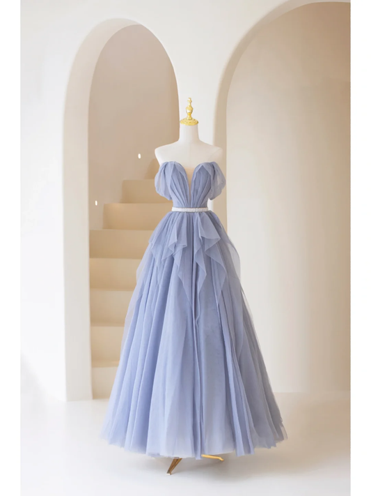 Elegant Ball Gown Off The Shoulder Tulle Prom Dress Charming Evening Party Gowns Fashion Wedding Guest Dress AB1014