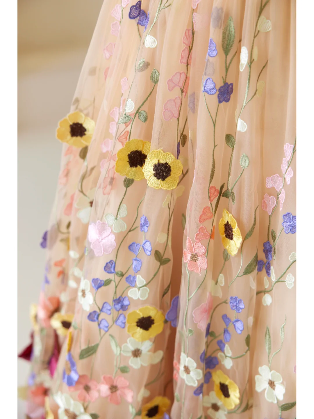 Cute Ball Gown Sweetheart Floral Tulle Champagne Long Prom Dresses Impress 19th Birthday Outfits Prom Gown AB859