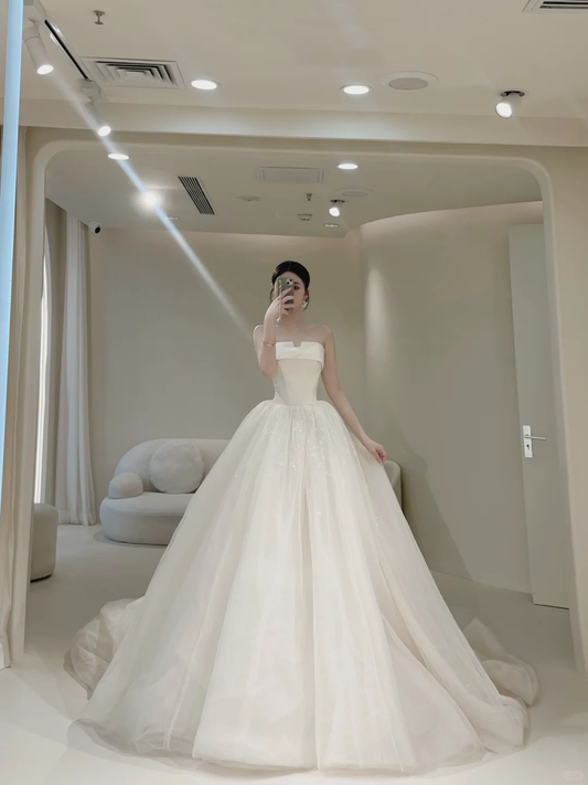 Princess Women's Wedding Dress for Bride Tulle Brides Dress Ball Gowns Strapless Wedding Gowns AB883