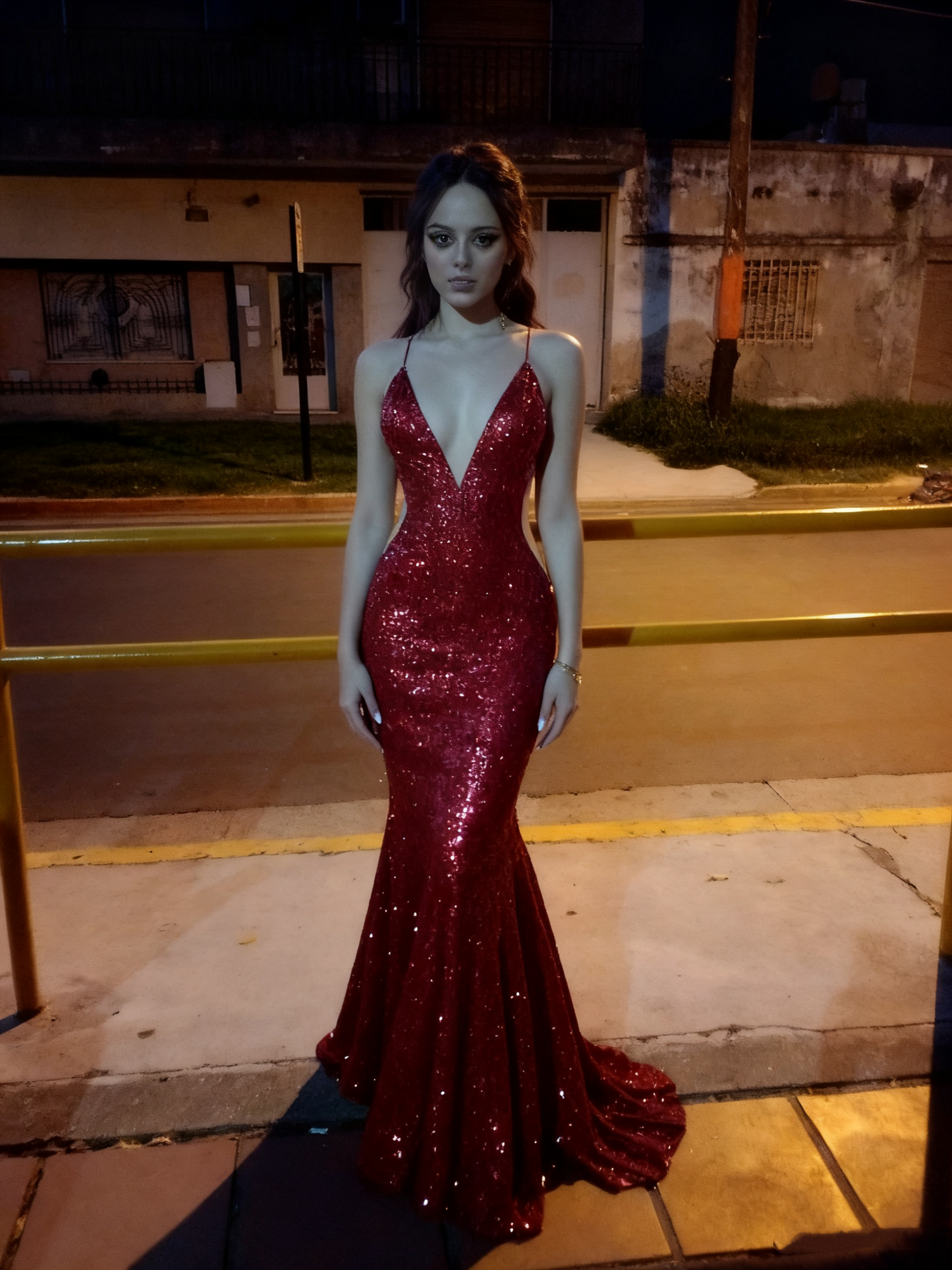 Sexy Mermaid Spaghetti Straps Red Sequin Long Prom Dresses Party Dress Princess Graduation Dress B492
