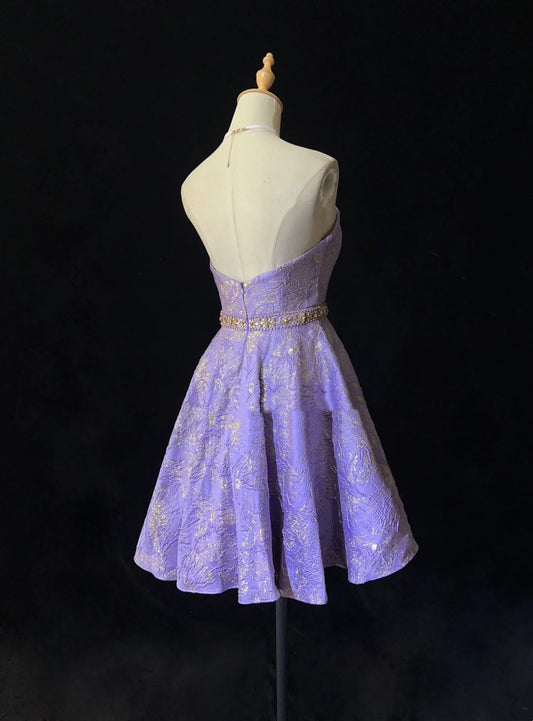Vintage Ball Gown Sweetheart Lilac Satin Y2K 2000s Short Mini Party Senior Homecoming Dresses N3184