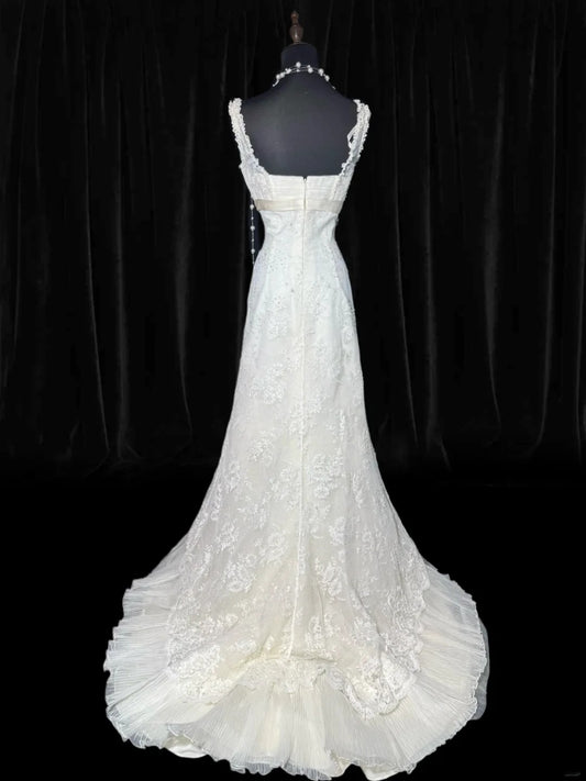Vintage 1970s Wedding Gowns Brides Dresses Mermaid Sweetheart for Bride Lace White Petite/Plus Size Bridal Gown For Women AS001