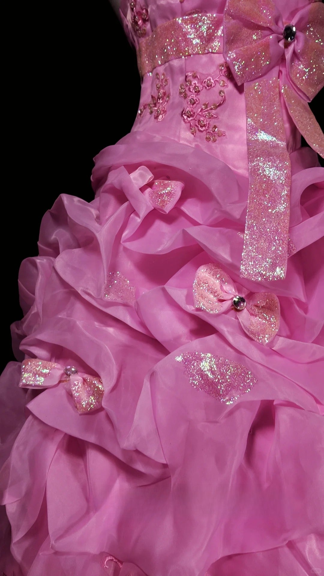 Sweet 16 Dress Ball Gown Strapless Pink With Lace Tiered Sweet Sixteen Dress RB9812