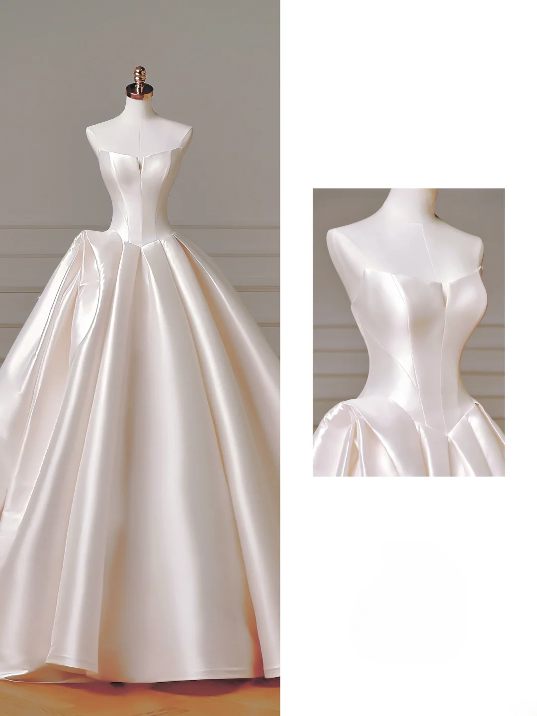 Princess Long Wedding Gowns Ball Gown Sweetheart Sleeveless Satin for Bride With Pleated Corset Fitted Train Bridal Dress AQ002