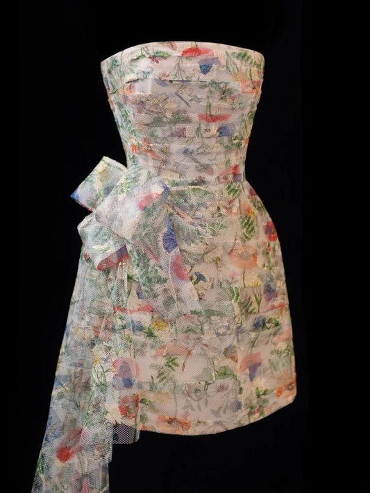 Aesthetic Short Prom Dress Floral 16th Birthday Dress Homecoming Dresses Cocktail Gown SA002