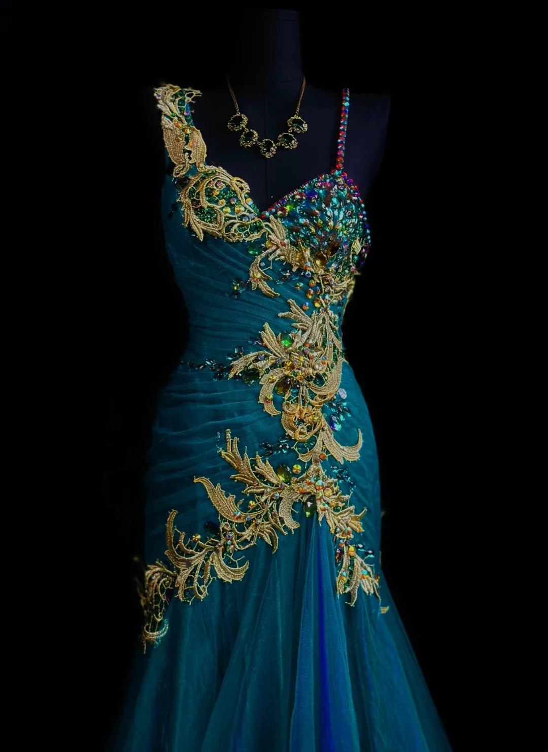 Vintage Prom Dresses 90s Mermaid Asymmetrical Straps Blue Tulle Long With Beading Evening Formal Outfits RB5815