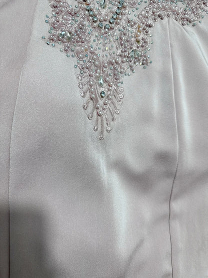 Vintage Prom Dresses 90s A line Pink Chiffon With Long Sleeves Beading Evening Formal Outfits RB5816