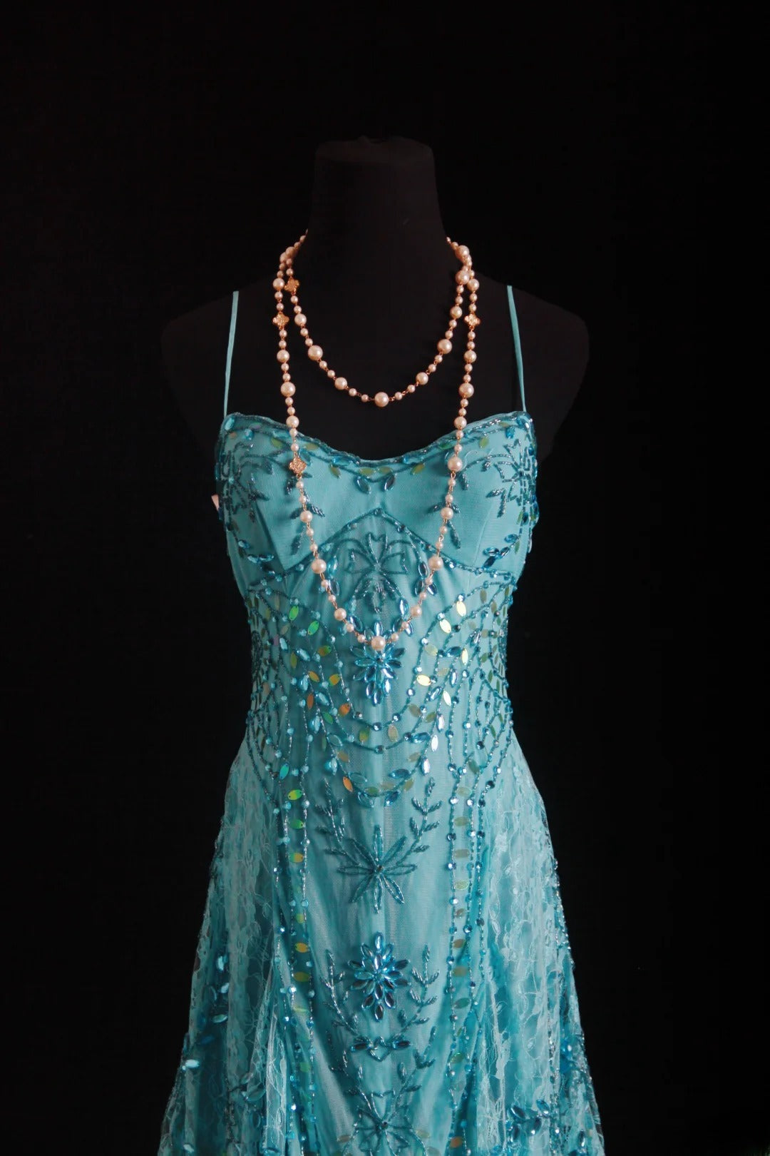 Unique Mermaid Spaghetti Strap Blue 90s With Beads Tea Length Evening For Women Party Dresses Long Formal Prom Dresses 20th Birthday Gowns AS004