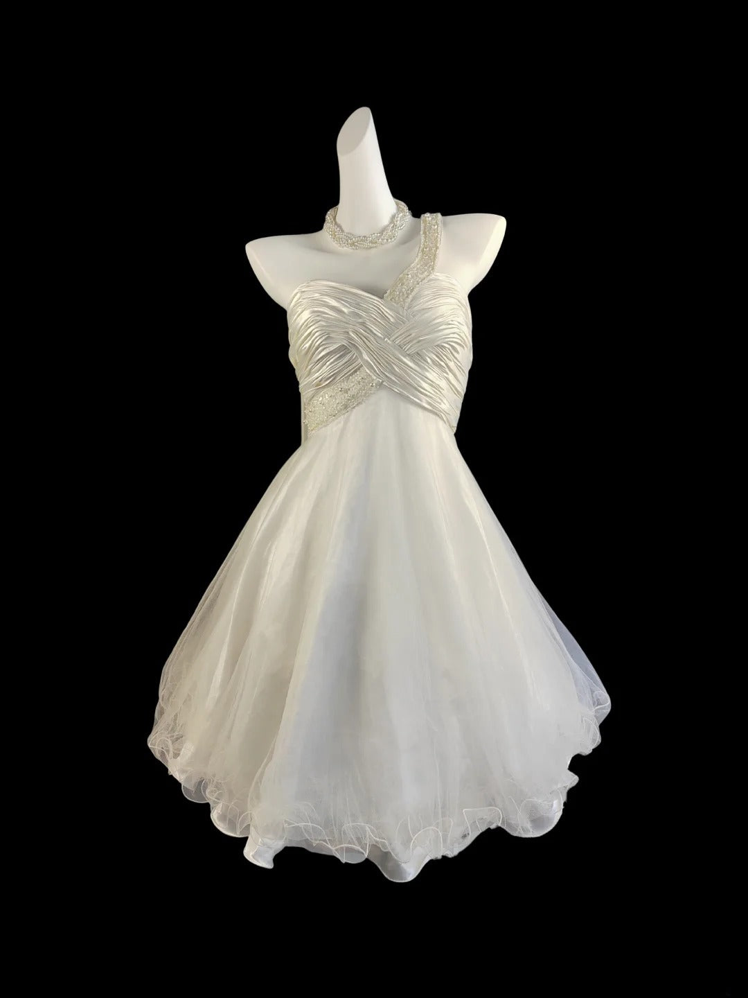Vintage Ball Gown One Shoulder White Hoco Gowns Short 16th Birthday Dress Homecoming Dresses Cocktail Gown AB2515