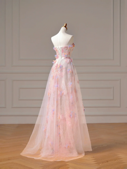 Modest Prom Dresses Aesthetic A Line Strapless Pink Lace Tulle Inspiration Impress With Cape Long Party Formal Gown For Teenagers High Schools AQ006