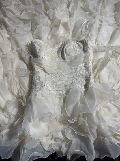 Timeless Women's Mermaid Sweetheart Sleeveless White Chiffon Tiered Pleated With Beads Lace Long Vintage 1920s Wedding Dresses AS006
