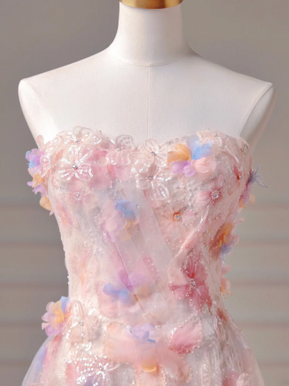 Modest Prom Dresses Aesthetic A Line Strapless Pink Lace Tulle Inspiration Impress With Cape Long Party Formal Gown For Teenagers High Schools AQ006