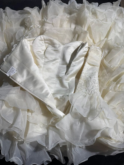 Timeless Women's Mermaid Sweetheart Sleeveless White Chiffon Tiered Pleated With Beads Lace Long Vintage 1920s Wedding Dresses AS006