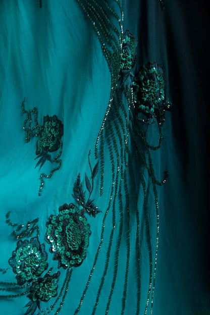 Unique Mermaid Spaghetti Strap Blue 90s With Beads For Women Party Dresses Long Formal Prom Dress 20th Birthday Gowns AS007