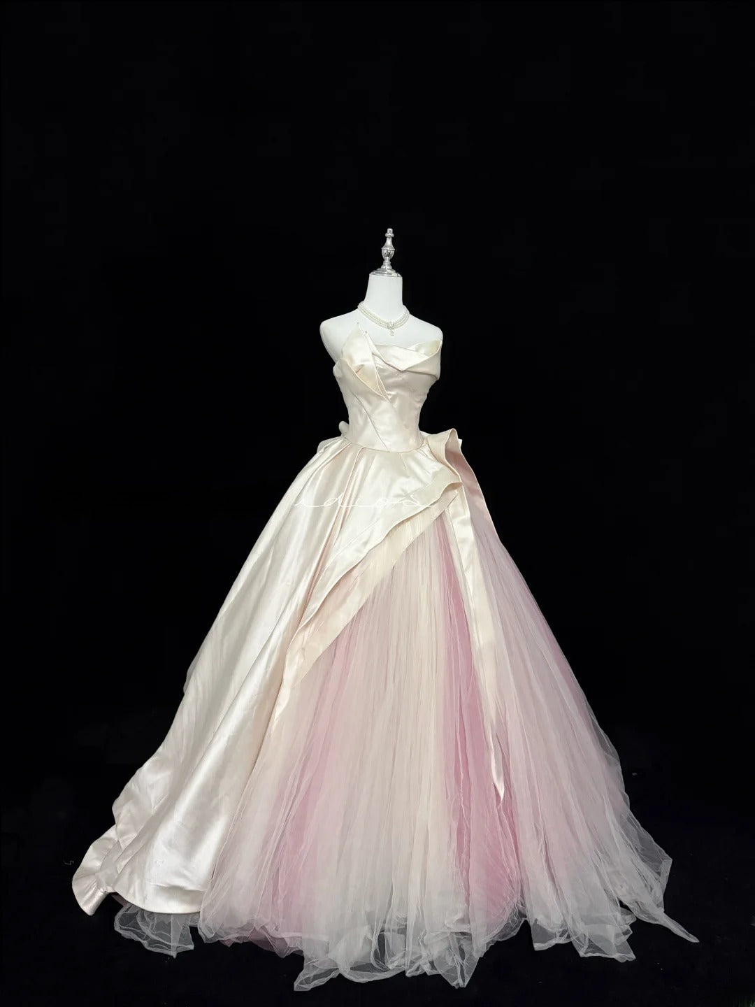 Sweety Prom Dresses Ball Gown Pink Strapless Sleeveless Floor Length Tulle Evening Long Formal Dress RB7381