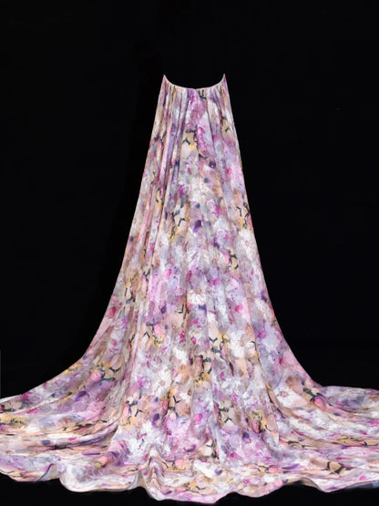 Floral Prom Dress Aesthetic A line Sweetheart With Cape Chiffon Style Impress Long Prom Dresses Party Formal Gowns SA007