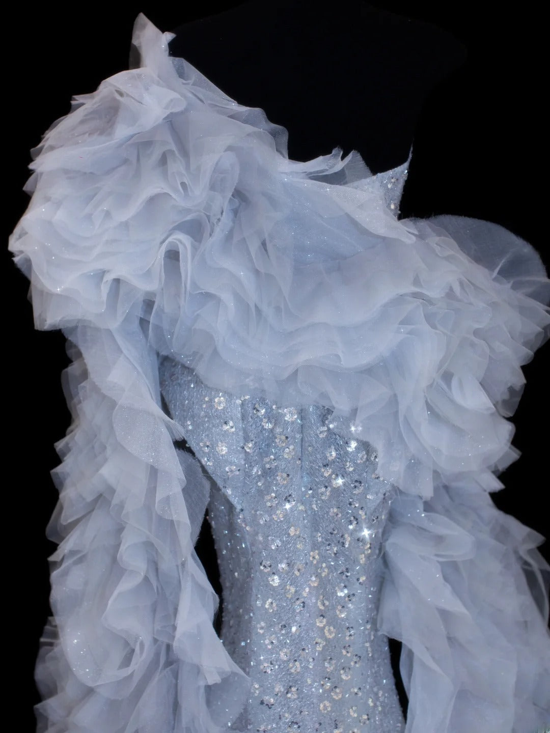 Sequin Prom Dress Aesthetic Mermaid Strapless With Pleated Style Impress Cape Tulle Long Prom Dresses Party Formal Gowns SA008