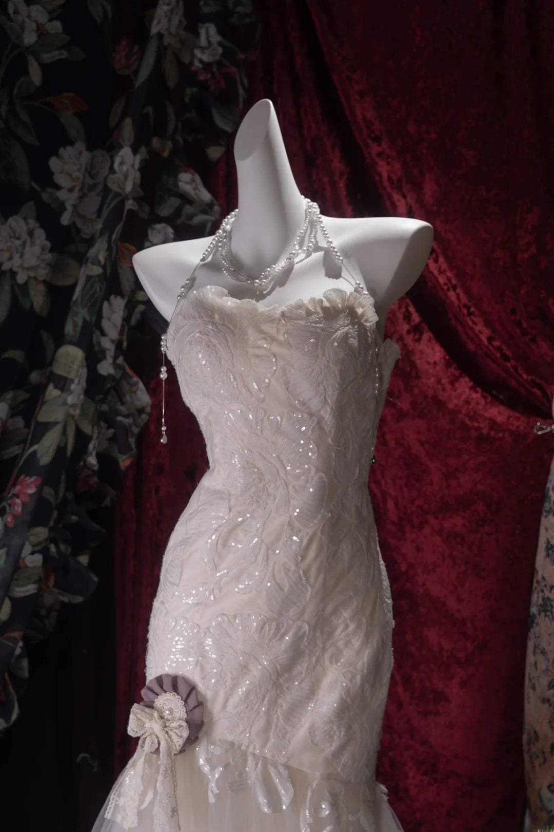 Vintage 80s Mermaid Sweetheart Lace Tulle White With Appliques Train Brides Gown Bridal Dress Wedding Dresses RB8032