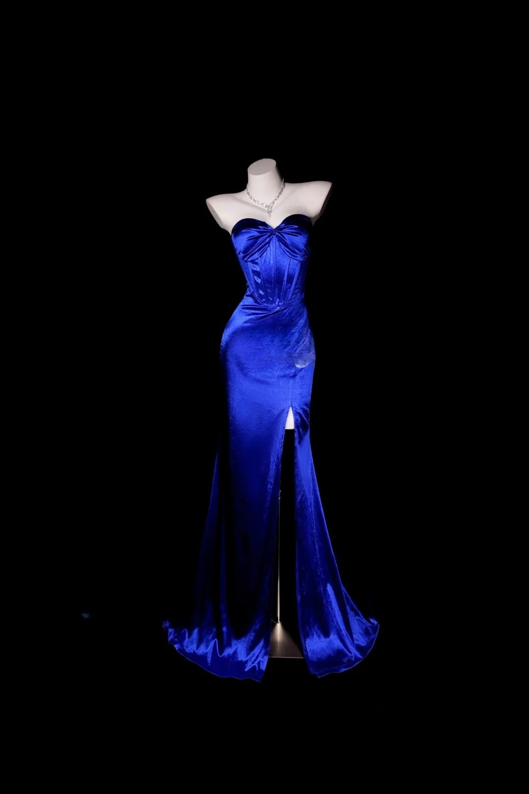 Royal Blue Prom Dress Mermaid Sweetheart Satin Modest Floor Length Formal Party Gown RB9817