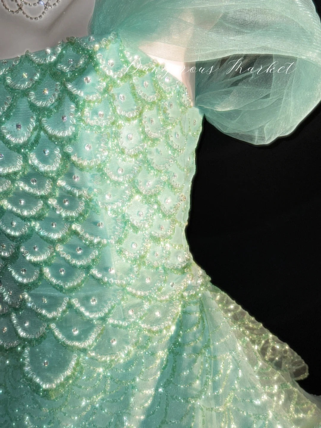 Princess Ball Gown Off The Shoulder Green Layered Tiered With Sleeves Sweet 16 Dresses Quinceanera Dress RB3351