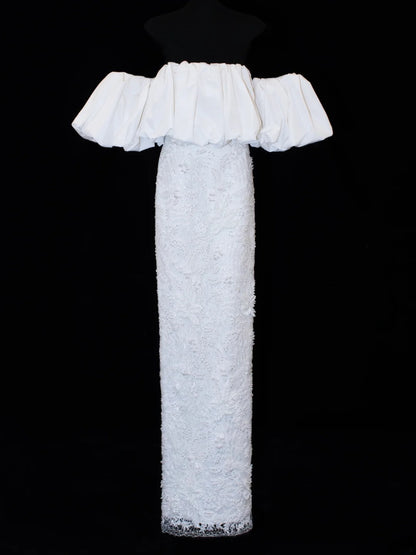 Wedding Gowns Dresses Elegant Modest for Bride Sheath Off The Shoulder With Short Sleeves Lace Petite/Plus Size Bridal Gowns For Women SA009