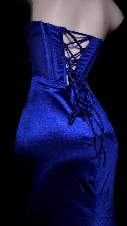 Royal Blue Prom Dress Mermaid Sweetheart Satin Modest Floor Length Formal Party Gown RB9817