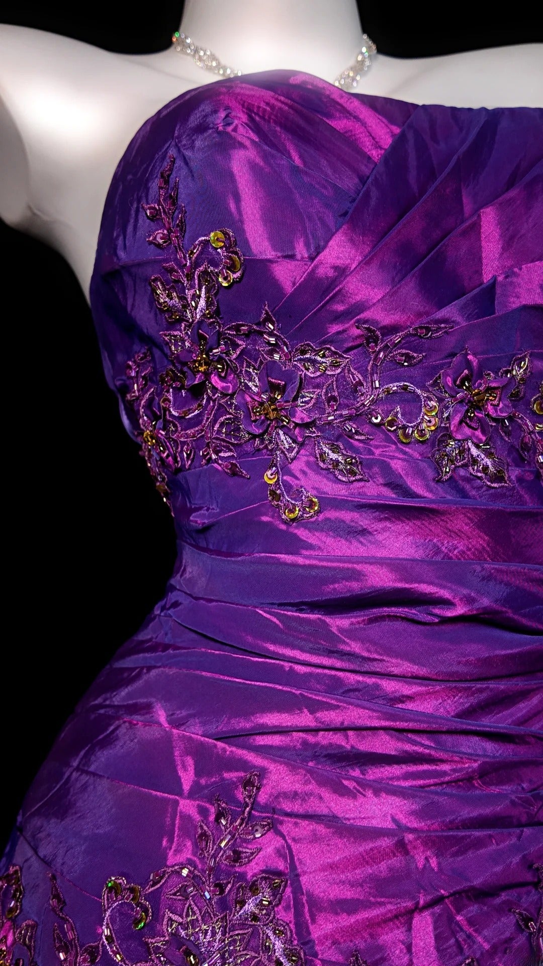 Purple Prom Dress Mermaid Strapless Satin Lace Modest Floor Length Formal Party Gown RB9818