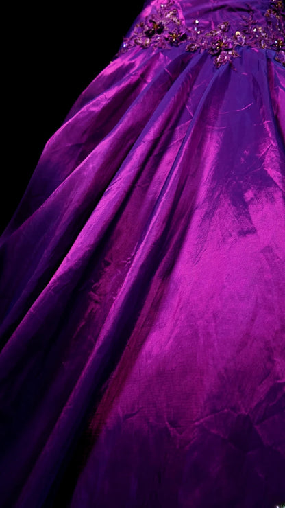 Purple Prom Dress Mermaid Strapless Satin Lace Modest Floor Length Formal Party Gown RB9818