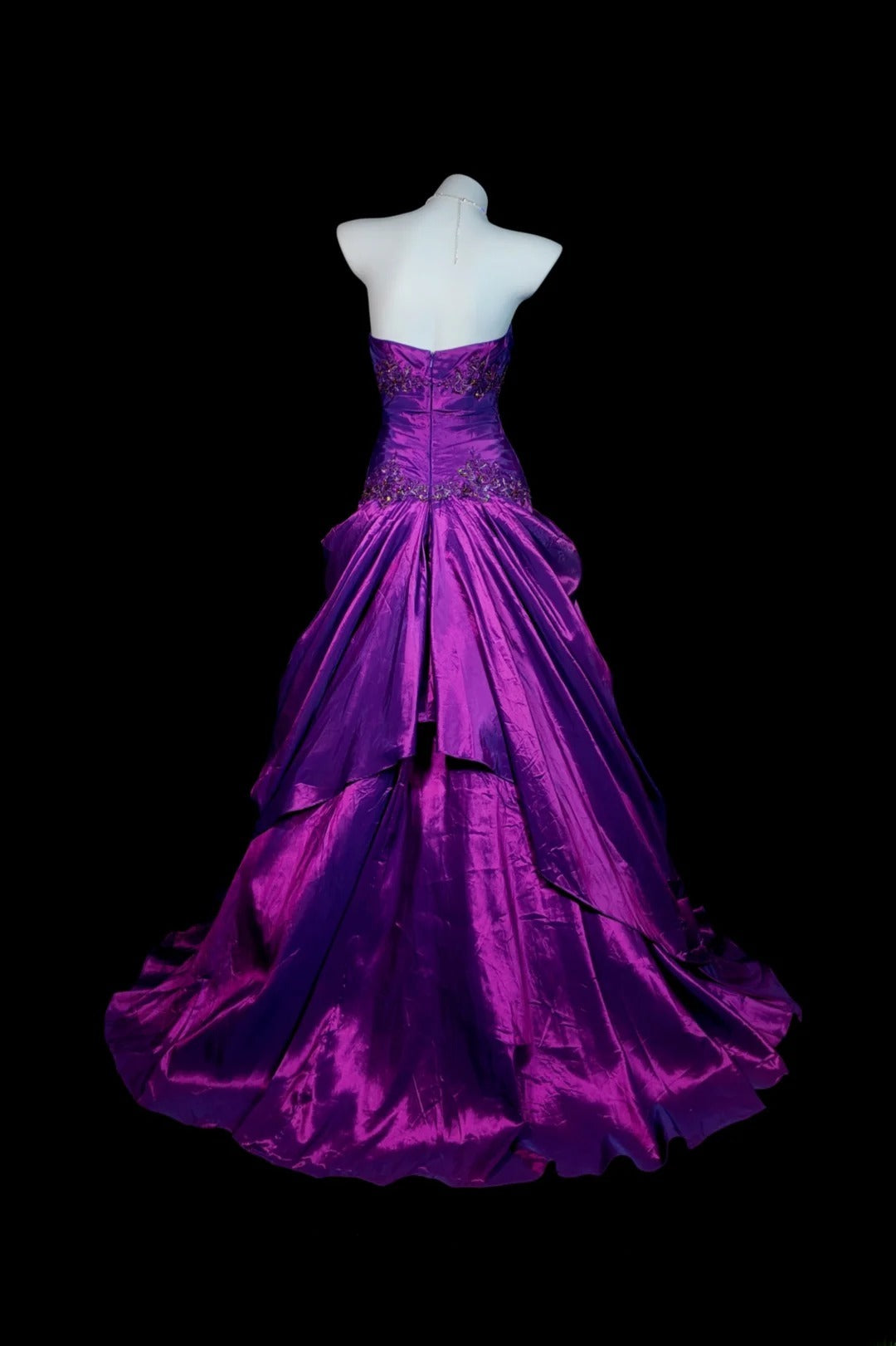 Purple Prom Dress Mermaid Strapless Satin Lace Modest Floor Length Formal Party Gown RB9818