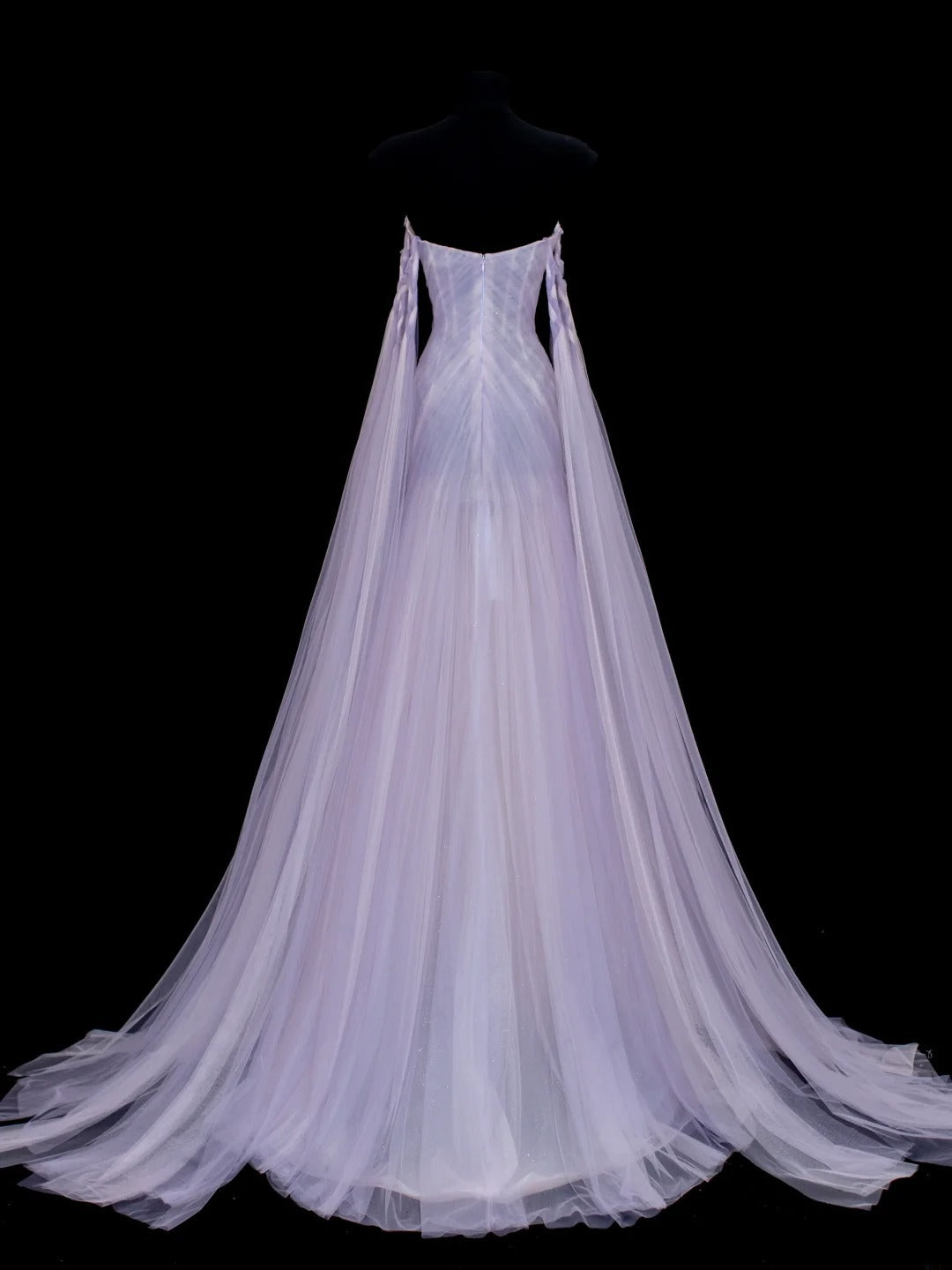 Modest Prom Dress Aesthetic Mermaid Off The Shoulder Lilac Tulle With Cape Style Impress Long Prom Dresses Party Formal Gowns SA010