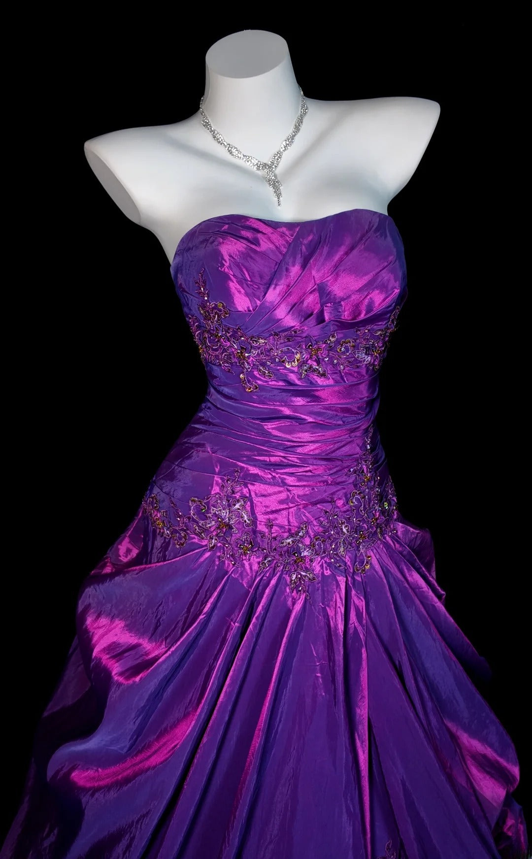 Purple Prom Dress Mermaid Strapless Satin Lace Modest Floor Length Formal Party Gown RB9818