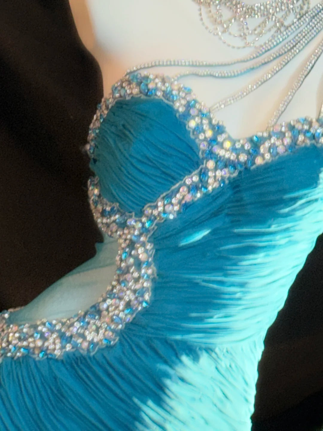 Modest Prom Dresses Mermaid One Shoulder Blue With Beading Long Evening Formal Outfits RB3353