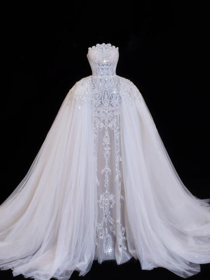 Wedding Gowns Dresses Elegant Modest for Bride Mermaid Strapless With Long Sleeves Lace Petite/Plus Size Bridal Gowns For Women SA012