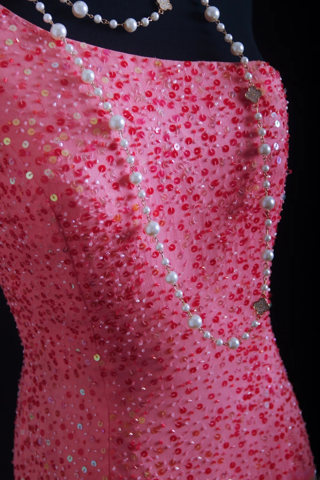 Vintage Prom Dresses 90s Formal Sheath One Shoulder Pink Sequins Long Party Gowns Prom Dresses AS012