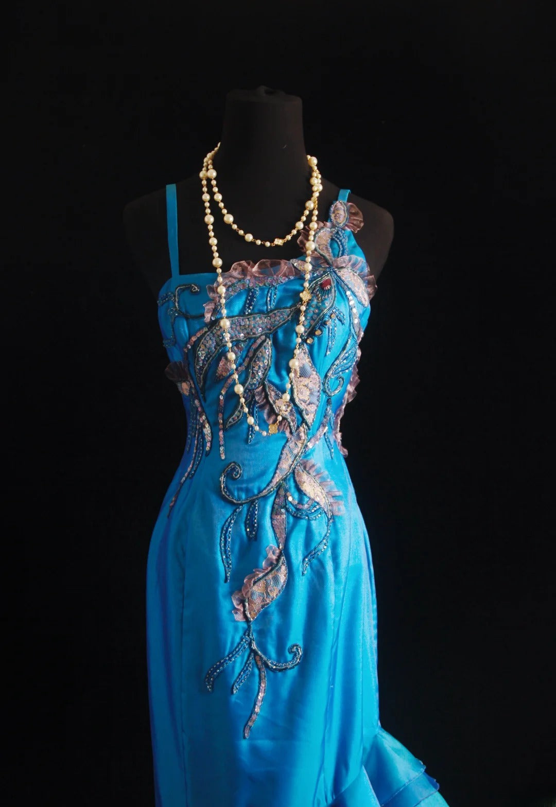 Vintage Prom Dresses 90s Formal Mermaid Spaghetti Straps Blue Chiffon Long Party Gowns Prom Dresses AS013