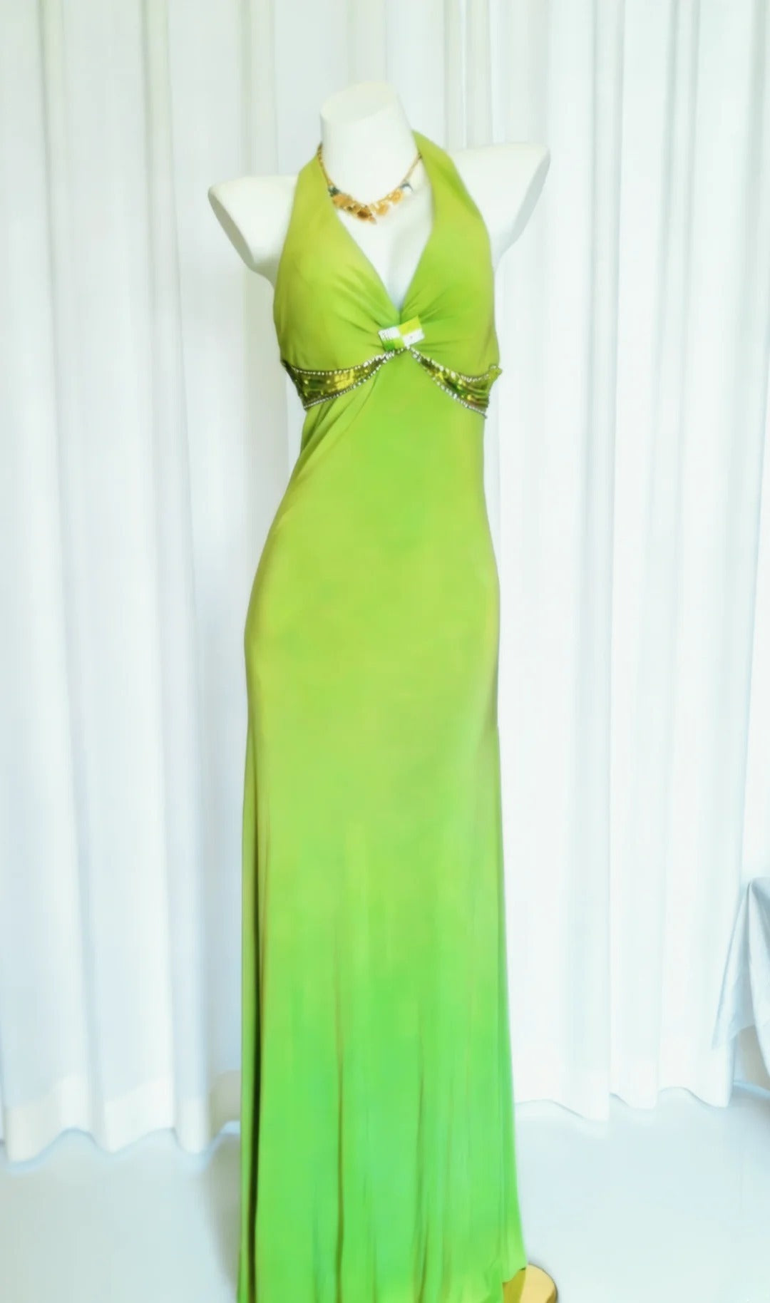 Unique Sheath Halter Green 90s With Beaded Bodice For Women Long Prom Dress 20th Birthday Gowns AS013