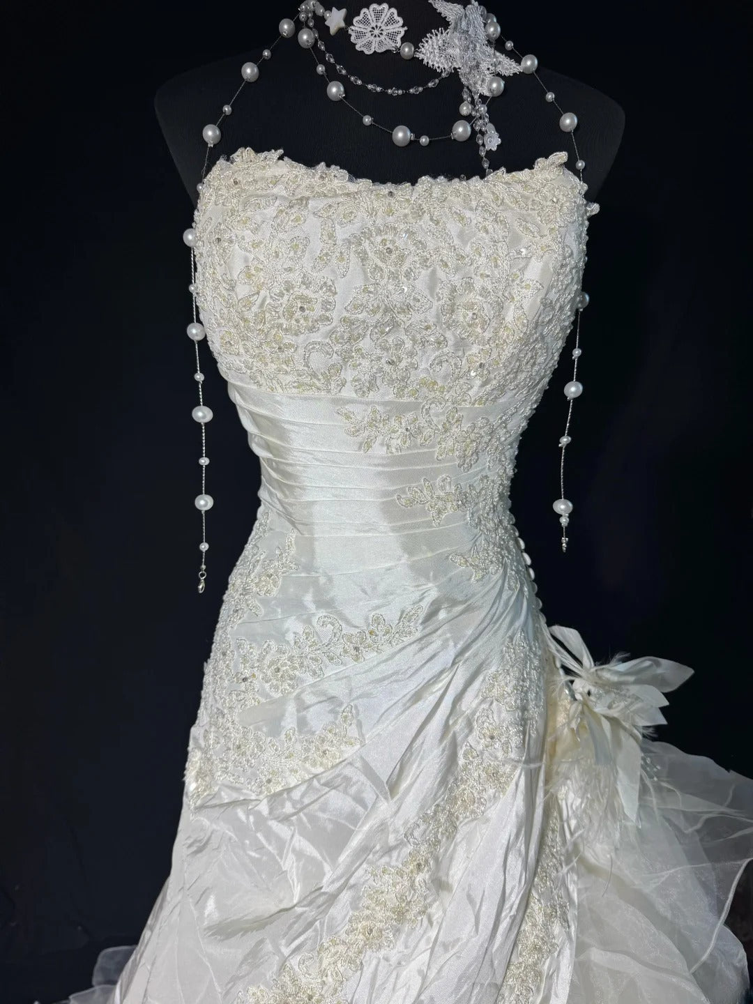 Wedding Dresses Strapless Drop Waist 1950s 1940s Mermaid Strapless Lace With Appliques White Petite/Plus Size Bridal Gown For Women AS014