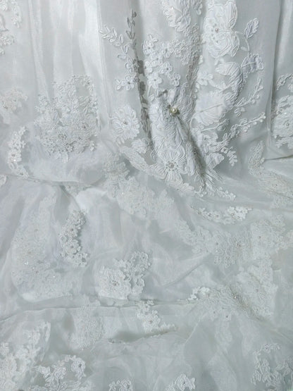 Vintage Ball Gown Sweetheart White Taffeta With Appliqued Lace Brides Gown Bridal Dress Wedding Dresses Style RB7554