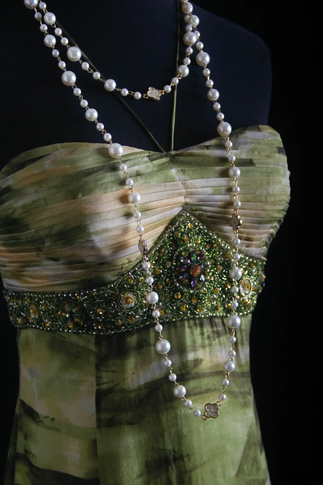 Vintage Prom Dresses 90s Formal Mermaid Halter Floral Green Mid Length Chiffon Party Gowns Prom Dresses AS014