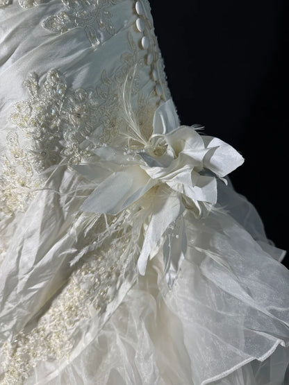Wedding Dresses Strapless Drop Waist 1950s 1940s Mermaid Strapless Lace With Appliques White Petite/Plus Size Bridal Gown For Women AS014