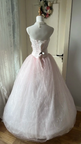 Sweet 16 Dresses Long Sweetheart Pink Tulle Lace Appliqued Ball Gown Sweet Sixteen Birthday Gown RC0384