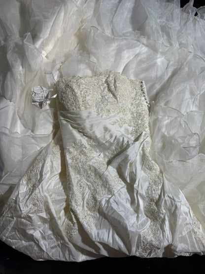 Wedding Dresses Strapless Drop Waist 1950s 1940s Mermaid Strapless Lace With Appliques White Petite/Plus Size Bridal Gown For Women AS014