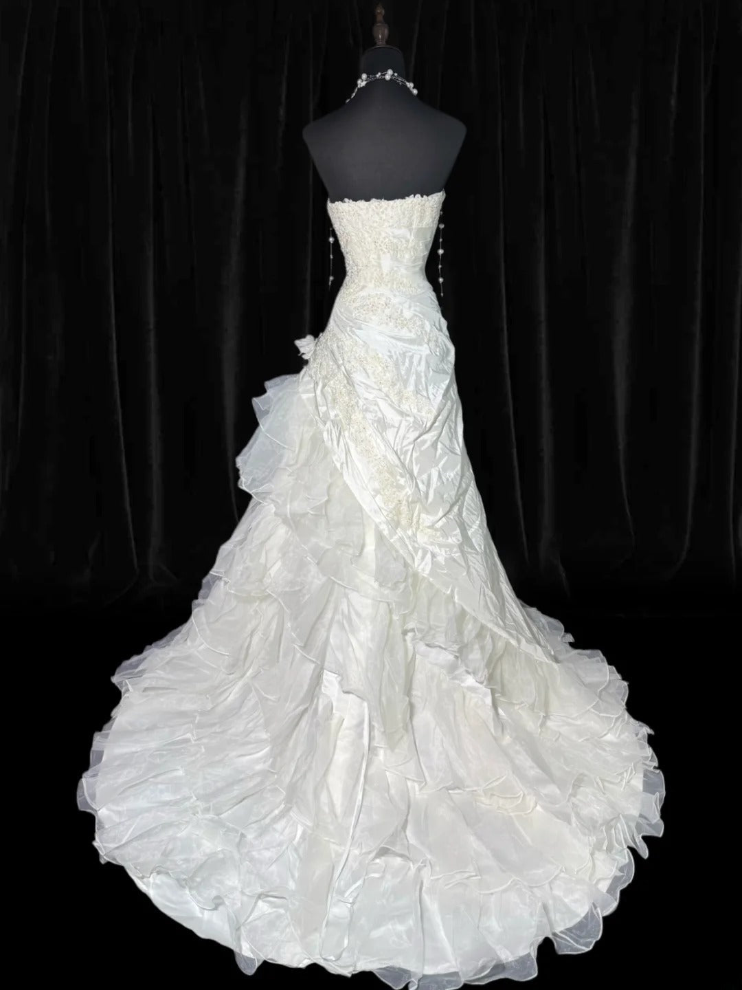 Wedding Dresses Strapless Drop Waist 1950s 1940s Mermaid Strapless Lace With Appliques White Petite/Plus Size Bridal Gown For Women AS014