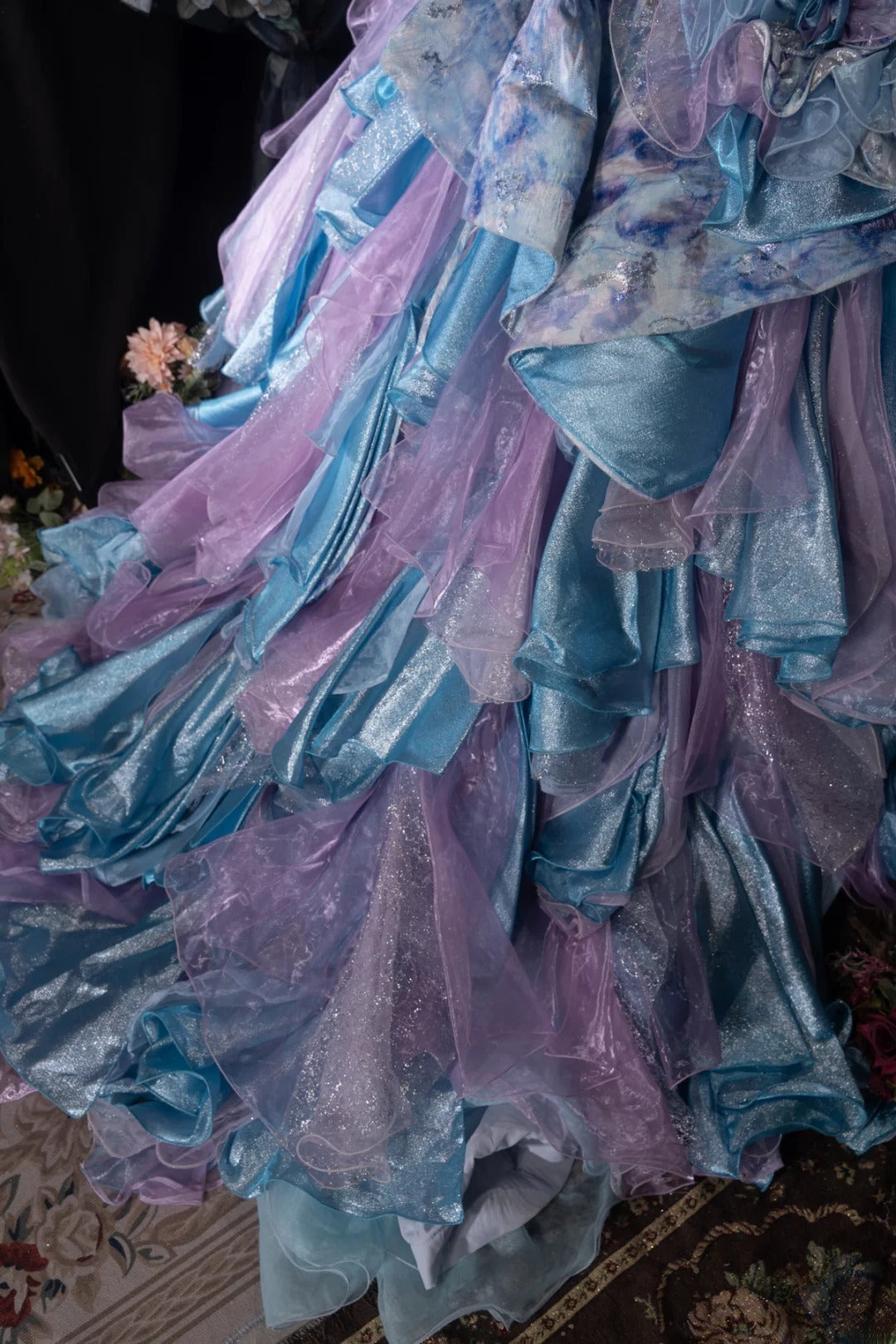 Princesses Fairytale Ball Gown Sweetheart Lilac Blue Tulle With Layers Tiered Long Quince Dress Quinceanera Dresses Formal Birthday Outfits RB8040