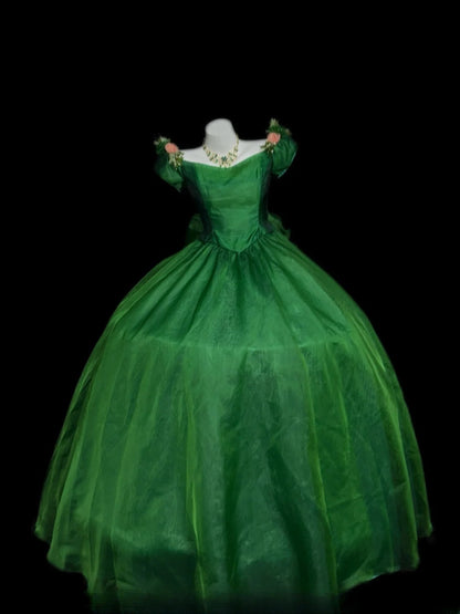 Princess Ball Gown Dark Green With Pink Flowers Long Sweet 16 Dresses Quinceanera Dress RB3357