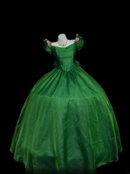 Princess Ball Gown Dark Green With Pink Flowers Long Sweet 16 Dresses Quinceanera Dress RB3357